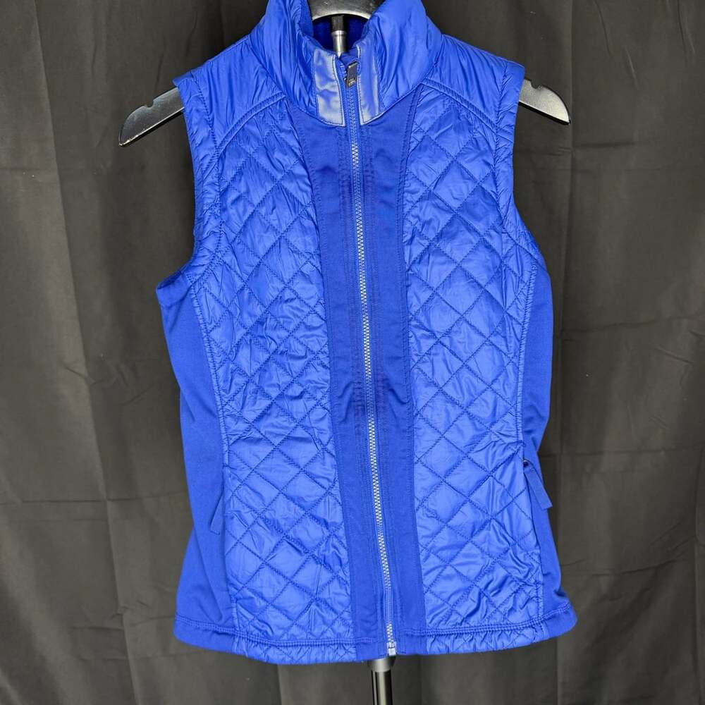 Athleta Rock Springs Quilted Vest Size M Blue Puffer Full Zip